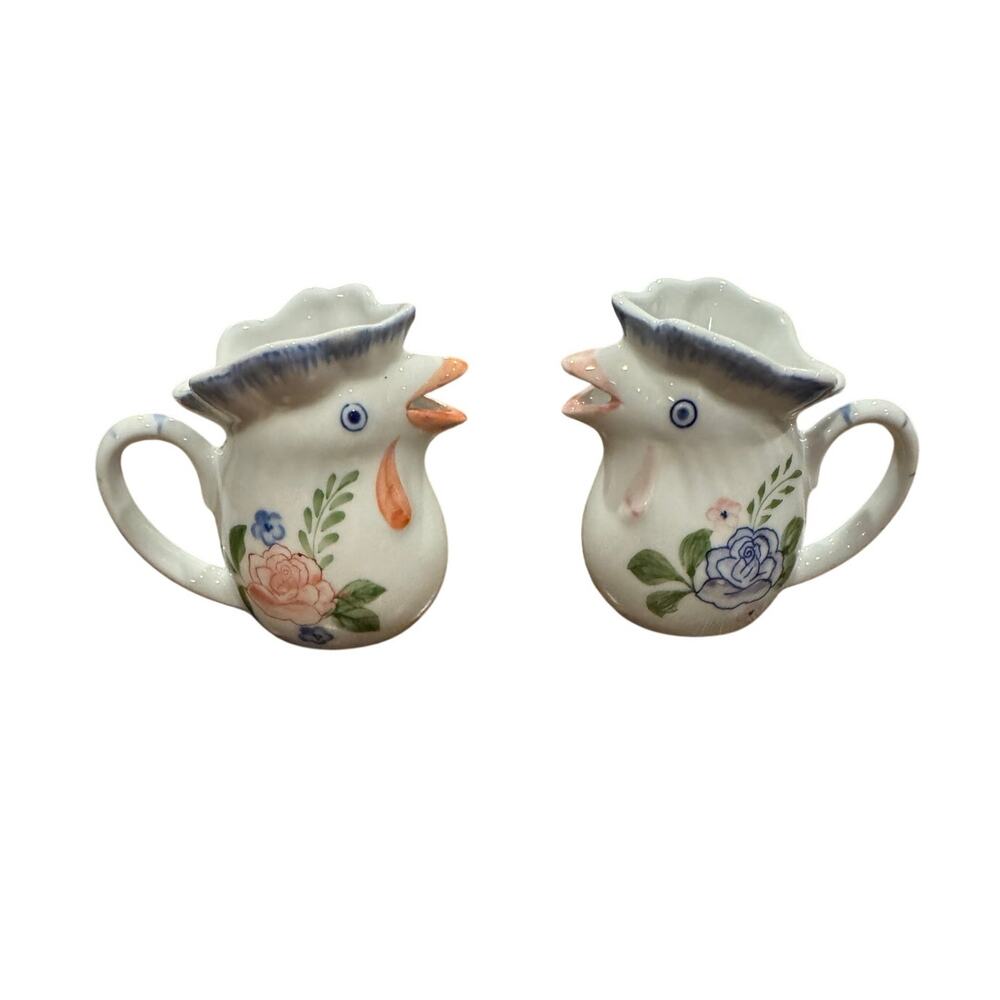 Pitchers / Mini Creamers / Chicken Rooster / Andrea by Sadek / 3 inches /Vintage